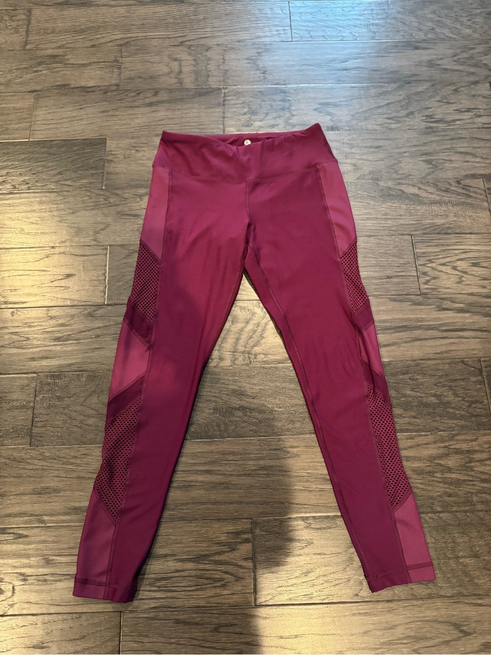 90 Degree By Reflex Maroon Mesh-Panel Leggings